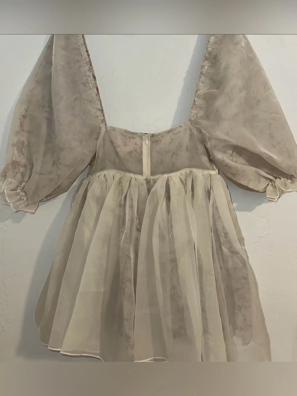 Selkie Cream Sheer Floral Organza Dress